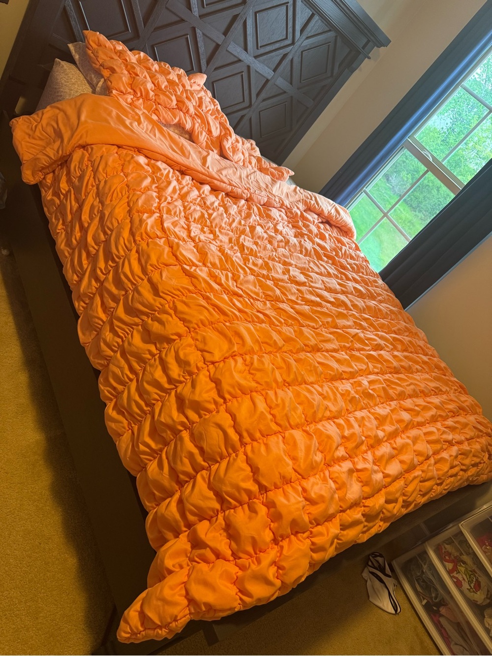 Orange Ruffled Comforter Set - Home Bedding